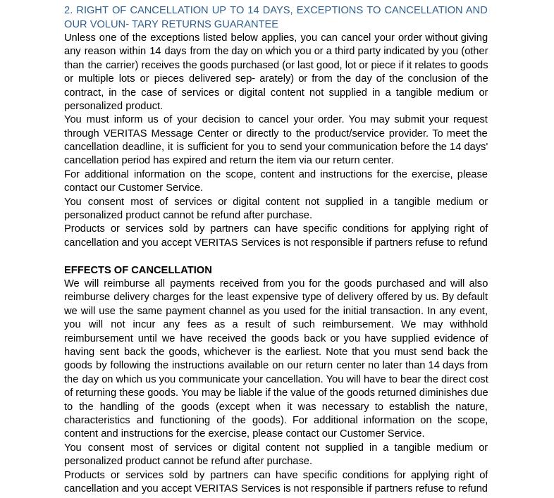 Politiques et conditions d’utilisation Veritas