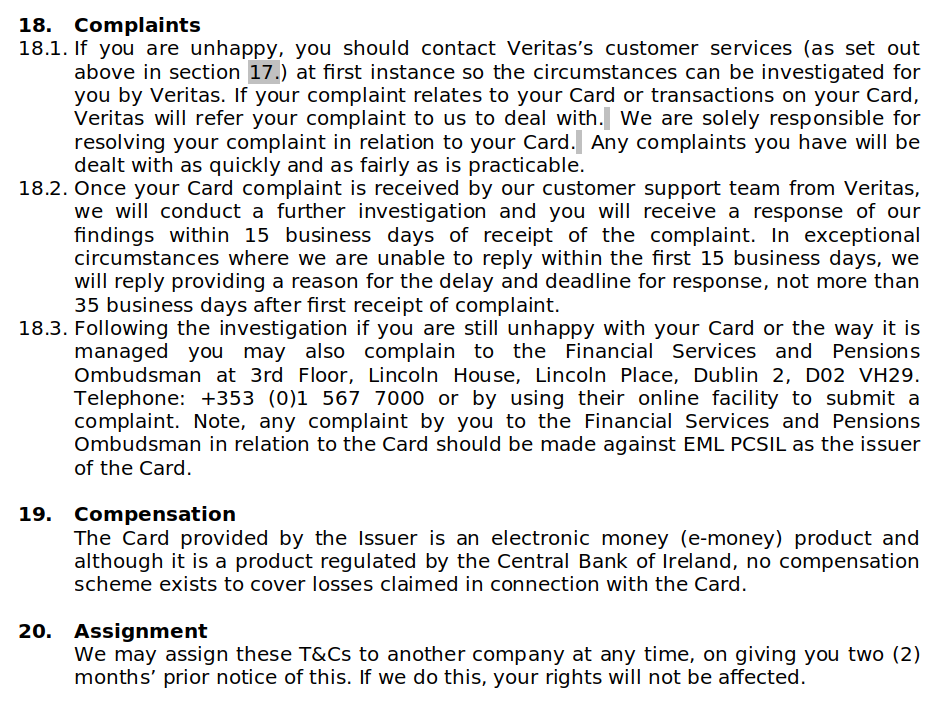 Veritas Gift Card Terms and Conditions